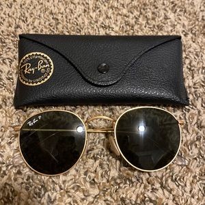 Polarized round ray bans gold